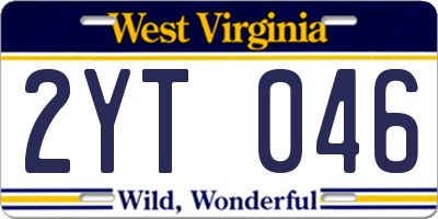 WV license plate 2YT046