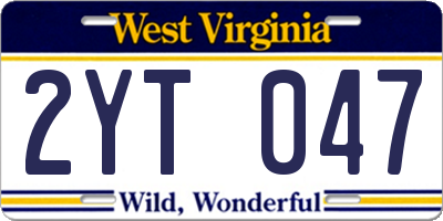 WV license plate 2YT047