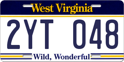 WV license plate 2YT048
