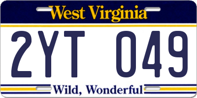 WV license plate 2YT049