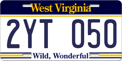 WV license plate 2YT050