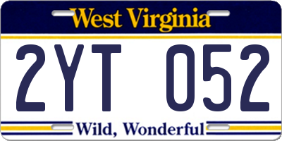 WV license plate 2YT052