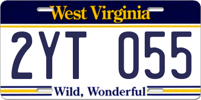 WV license plate 2YT055