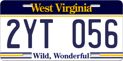 WV license plate 2YT056