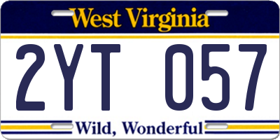 WV license plate 2YT057
