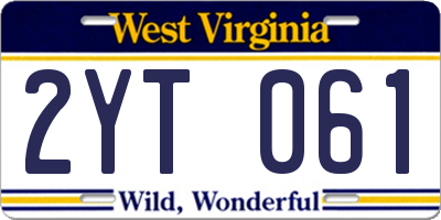 WV license plate 2YT061