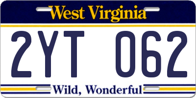WV license plate 2YT062