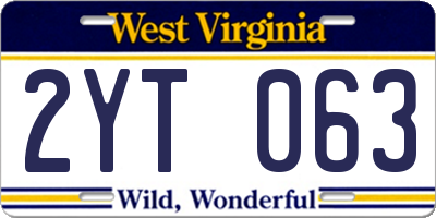WV license plate 2YT063