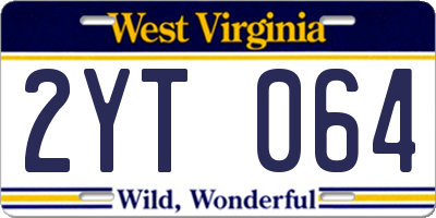 WV license plate 2YT064