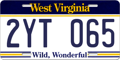 WV license plate 2YT065