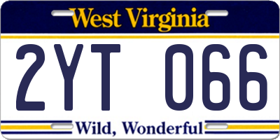 WV license plate 2YT066