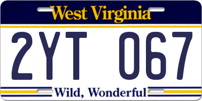 WV license plate 2YT067