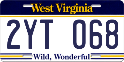 WV license plate 2YT068