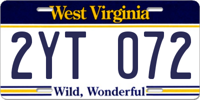 WV license plate 2YT072