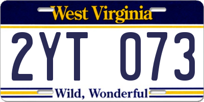 WV license plate 2YT073
