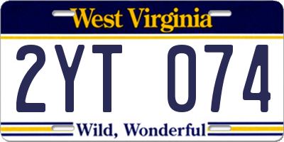 WV license plate 2YT074