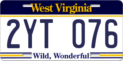 WV license plate 2YT076
