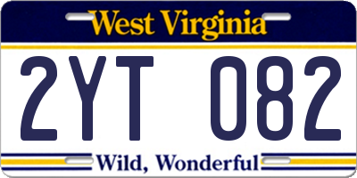 WV license plate 2YT082