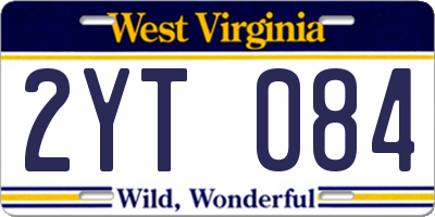 WV license plate 2YT084