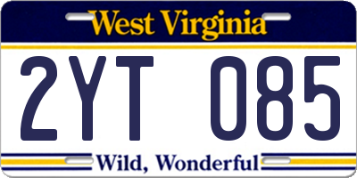 WV license plate 2YT085