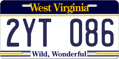 WV license plate 2YT086