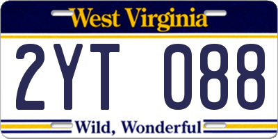 WV license plate 2YT088