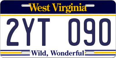 WV license plate 2YT090