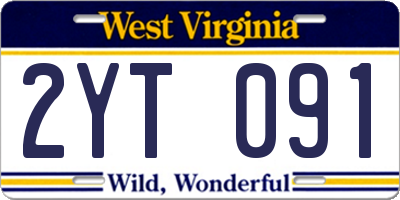 WV license plate 2YT091