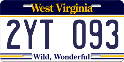 WV license plate 2YT093