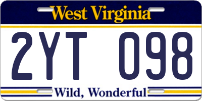 WV license plate 2YT098