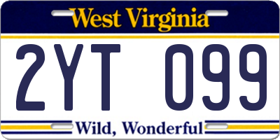 WV license plate 2YT099