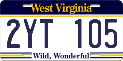 WV license plate 2YT105