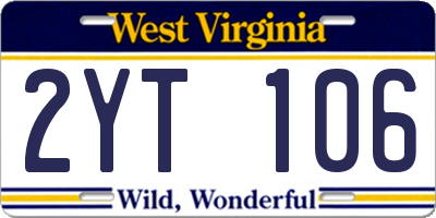 WV license plate 2YT106