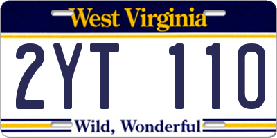 WV license plate 2YT110