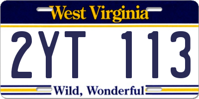 WV license plate 2YT113