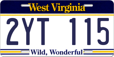 WV license plate 2YT115