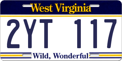 WV license plate 2YT117