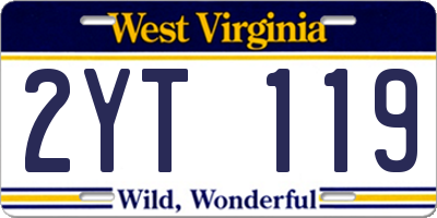 WV license plate 2YT119