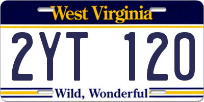 WV license plate 2YT120