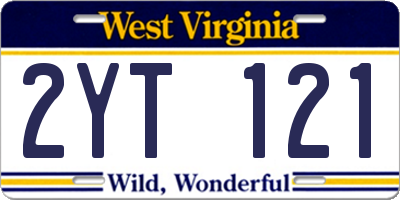 WV license plate 2YT121