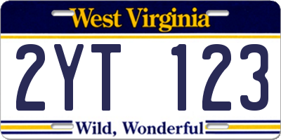 WV license plate 2YT123