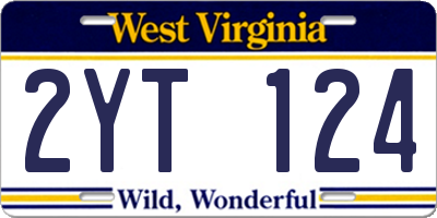 WV license plate 2YT124