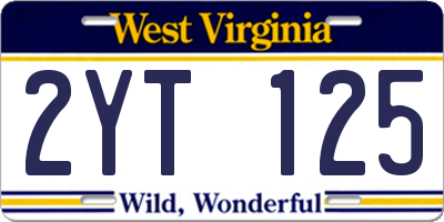 WV license plate 2YT125