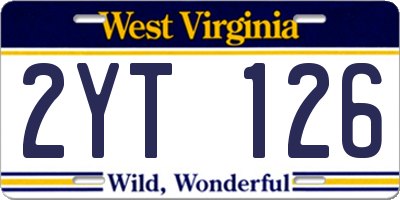 WV license plate 2YT126