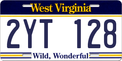 WV license plate 2YT128