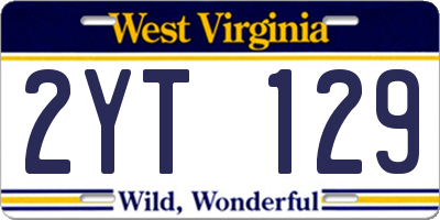 WV license plate 2YT129