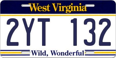 WV license plate 2YT132