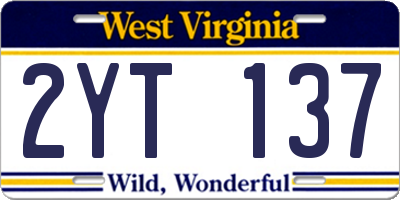 WV license plate 2YT137
