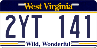 WV license plate 2YT141