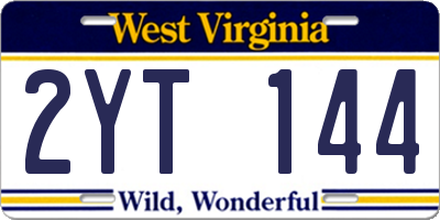 WV license plate 2YT144